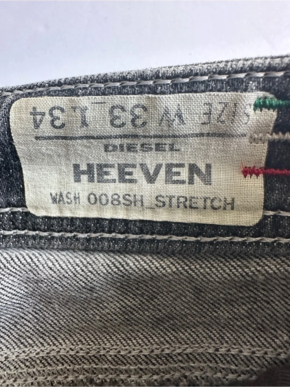 DIESEL Men’s Gray/Black Heeven Button Fly Distressed Denim Jeans- Size 33x34